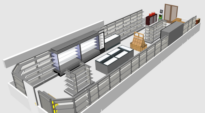 Проектирование магазина. Проект размещения стеллажей для Вашего магазина